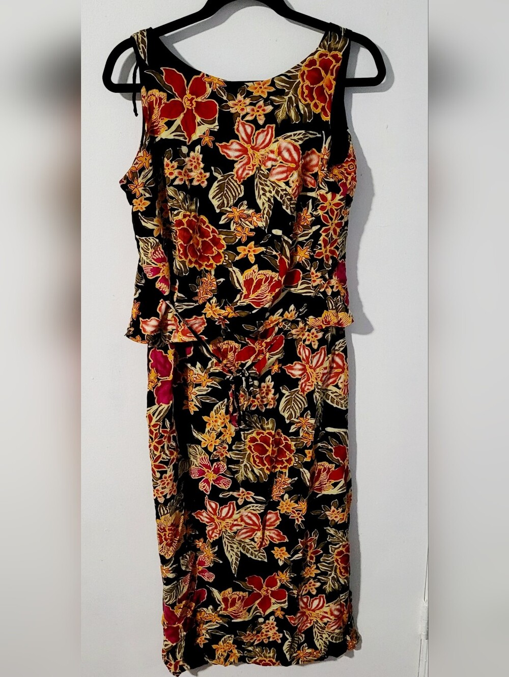 Vintage Premier International Floral Maxi Dress Cinch Waist Sz. 10/12